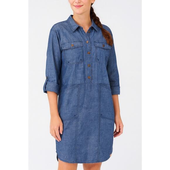 DULUTH Trading Co Chambray Shirt Dress 2XL Rootstock Denim Blue Utility Western - Picture 15 of 15
